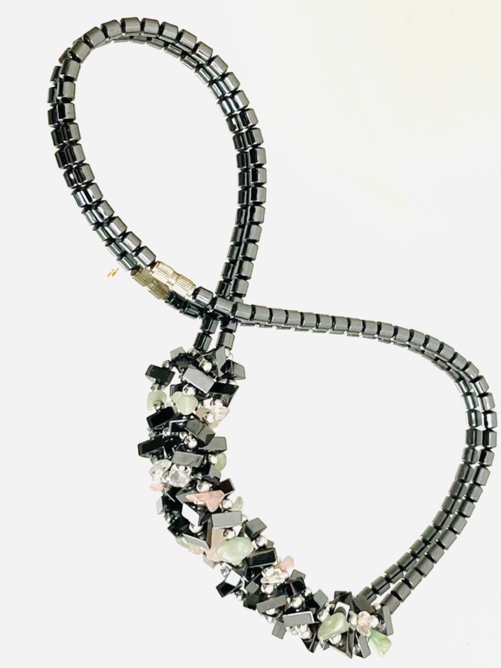 Hematite & Gemstone Chip Collar Length Necklace